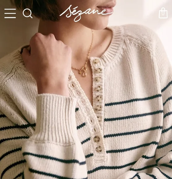 Sezane Leontine Jumper Ecru Navy Smal NWOT - Picture 2 of 10